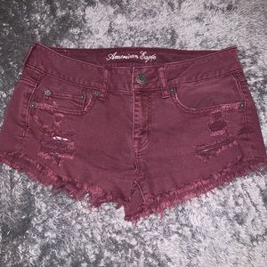 American Eagle Maroon Jean Shorts